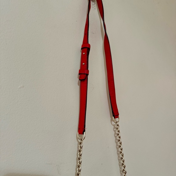 Diane Von Furstenburg DVF Red Leather Crossbody Bag Purse Gold Chain - Picture 8 of 12
